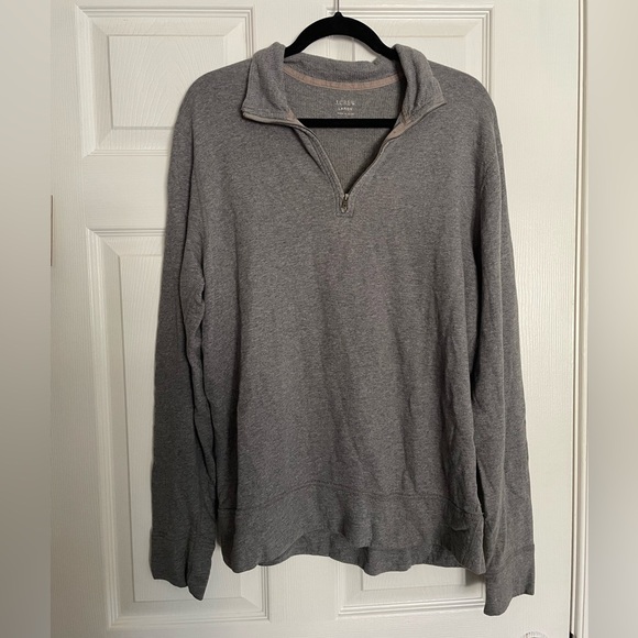 J. Crew large Grey Cotton Quarter Zip Pullover - Picture 1 of 10